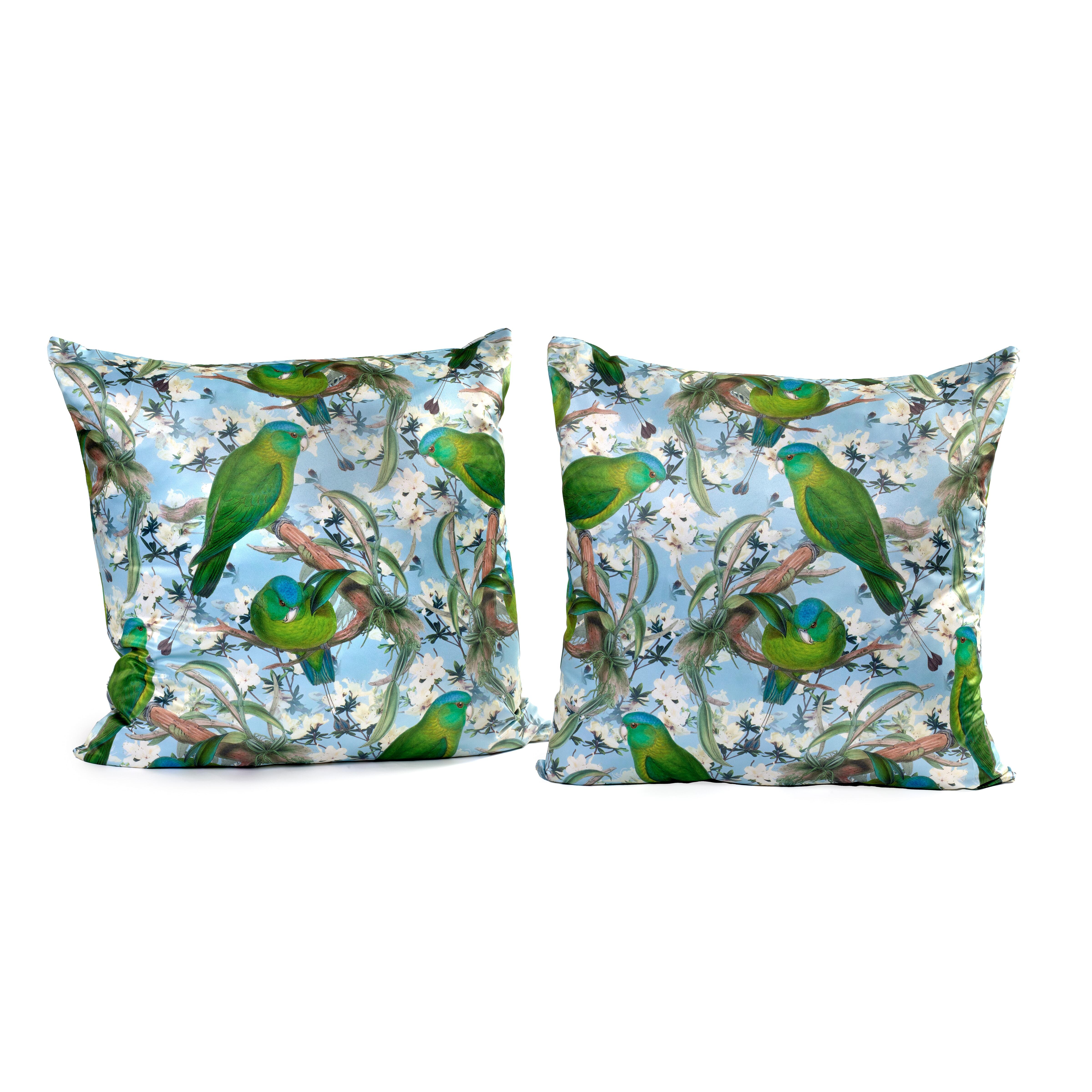 View of Amazonian Parrots Pillows