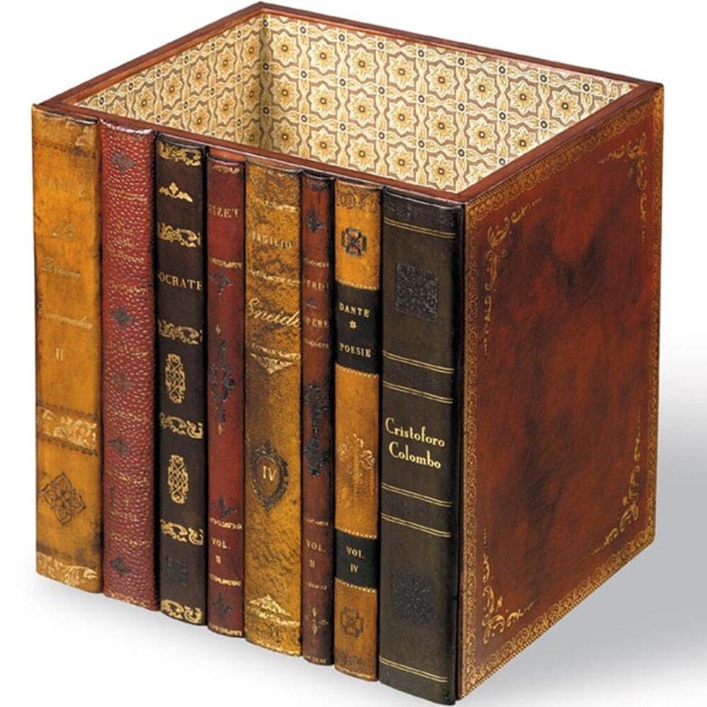 Rectangle Items Book Rectangular Leather Books Spines Wastebasket