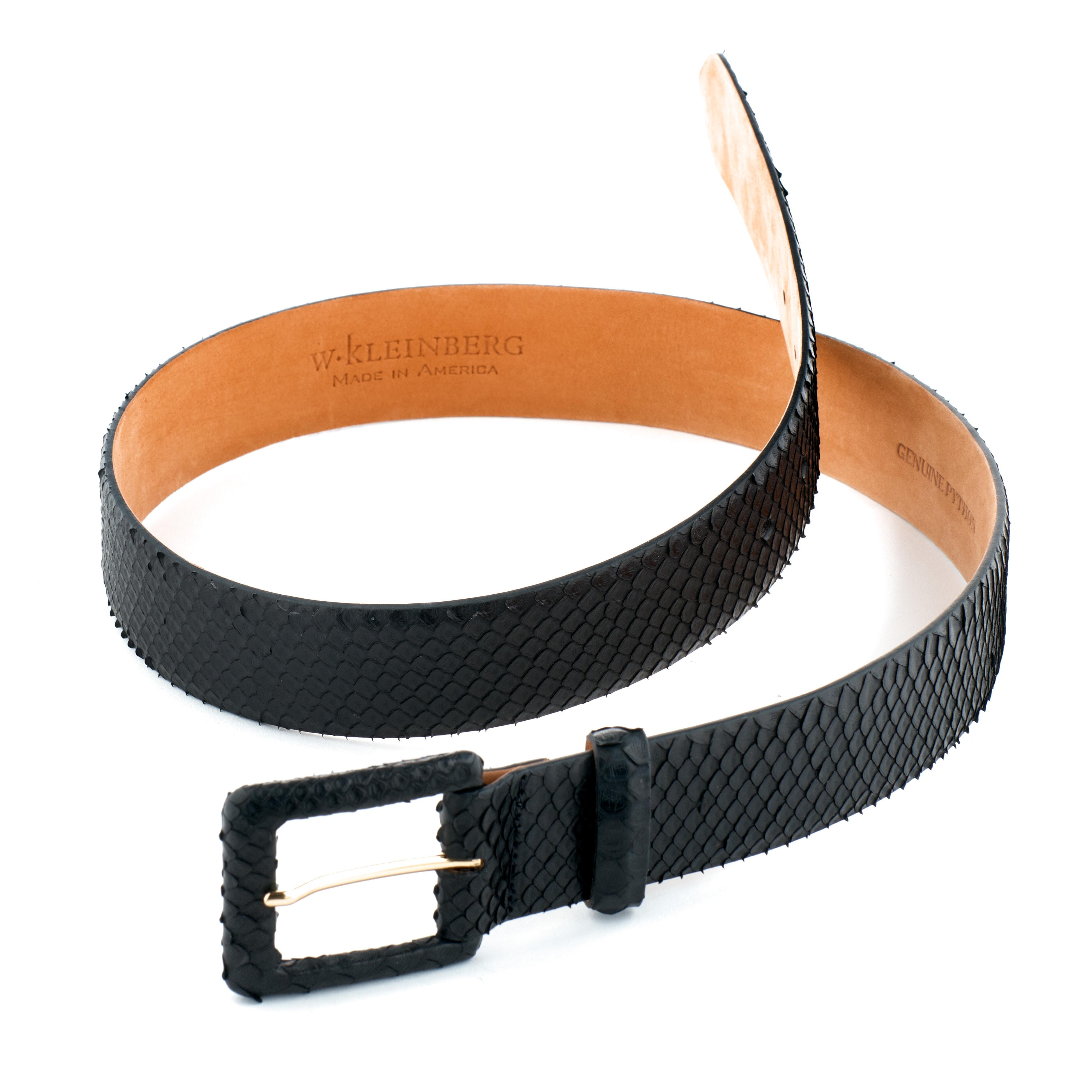 Python Belt with Covered Buckle, Matte Black